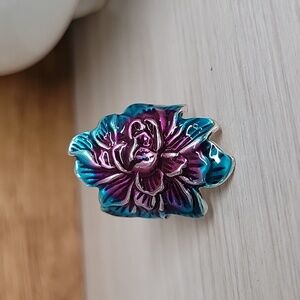 PEONY CLOISONNE Floral Adjustable Statement Ring